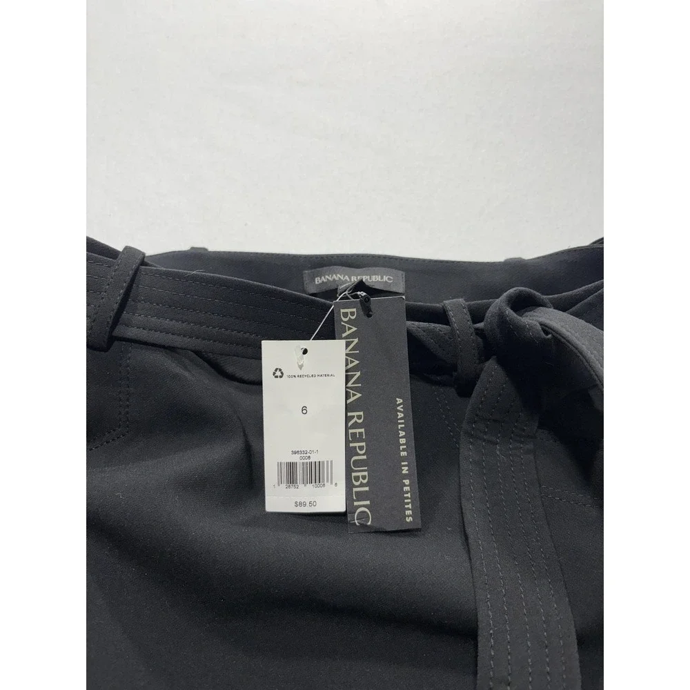 Banana Republic Skirt Womens 6 Black Belted Stretch Knee Length Pencil Work‎